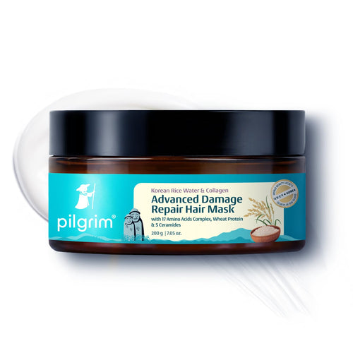 Pilgrim Unscented Korean Rice Water & Collagen Advanced Damage Repair Mask - 200ml|Deep Repair for Dry,Frizzy & Damaged Hair|