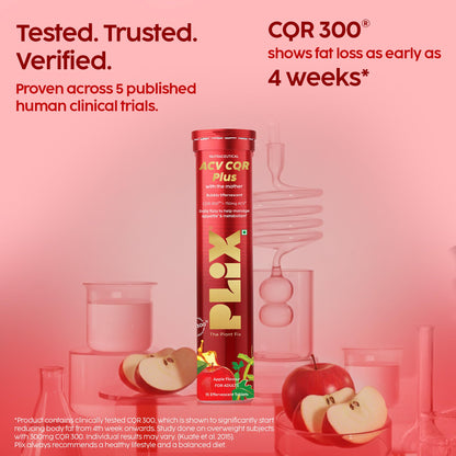 PLIX - THE PLANT FIX ACV CQR Plus Effervescent Tablets, 15 Count, Plant-Based, Apple Flavor, Nutritional Supplement - close-u