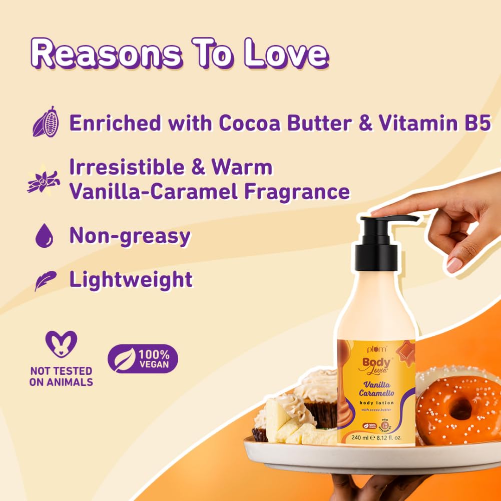 Plum BodyLovin Vanilla Caramello Body Lotion, Cocoa Butter & Vitamin B5, Warm Vanilla Fragrance - packaging (11)