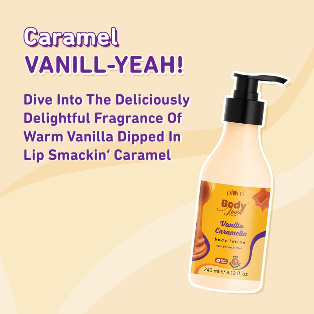 Plum BodyLovin Vanilla Caramello Body Lotion, Cocoa Butter & Vitamin B5, Warm Vanilla Fragrance - label detail (12)