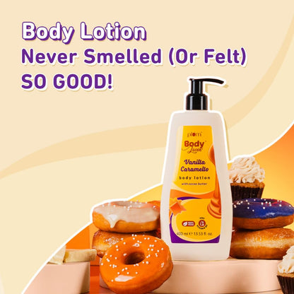 Plum BodyLovin Vanilla Caramello Body Lotion, Cocoa Butter & Vitamin B5, Warm Vanilla Fragrance - front view (16)