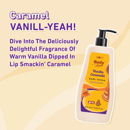 Plum BodyLovin Vanilla Caramello Body Lotion, Cocoa Butter & Vitamin B5, Warm Vanilla Fragrance - label detail (18)