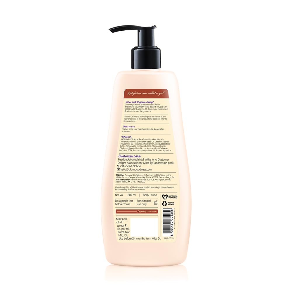 Plum BodyLovin Vanilla Caramello Body Lotion, Cocoa Butter & Vitamin B5, Warm Vanilla Fragrance - front view