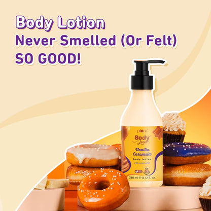 Plum BodyLovin Vanilla Caramello Body Lotion, Cocoa Butter & Vitamin B5, Warm Vanilla Fragrance - front view (9)
