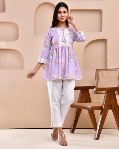 POISED Women's Cotton Bandhani Peplum Kurti - Short Flared Kurta with Keyhole Neck & 3/4 Sleeves - packaging (17)
