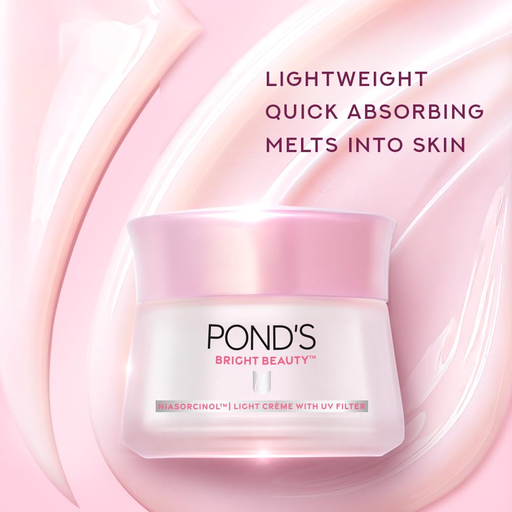 POND'S Bright Beauty Light Cream with UV Filter, Niasorcinol Niacinamide, Sunscreen Moisturizer for Women - back view