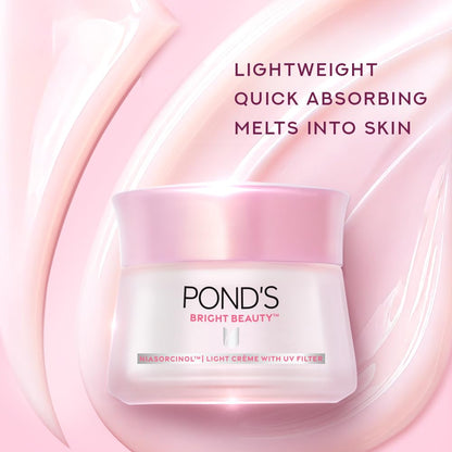 POND'S Bright Beauty Light Cream with UV Filter, Niasorcinol Niacinamide, Sunscreen Moisturizer for Women - back view