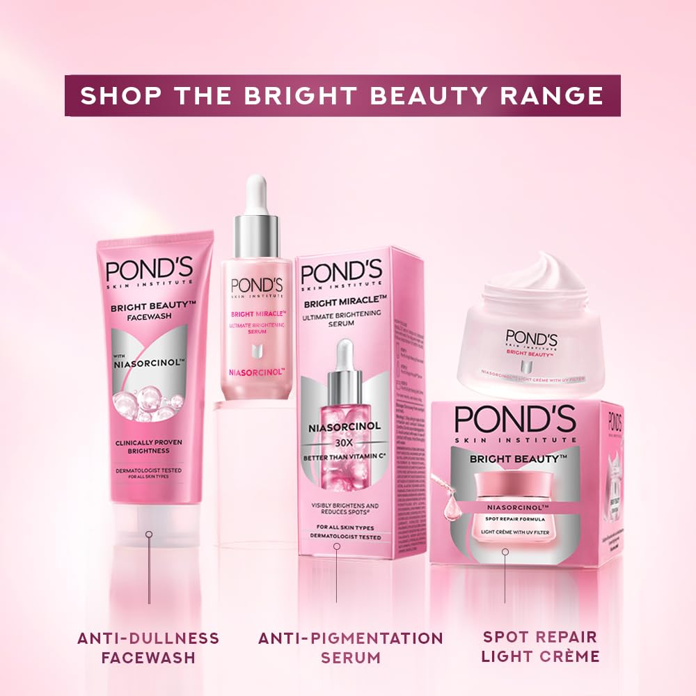 POND'S Bright Beauty Light Cream with UV Filter, Niasorcinol Niacinamide, Sunscreen Moisturizer for Women - in use