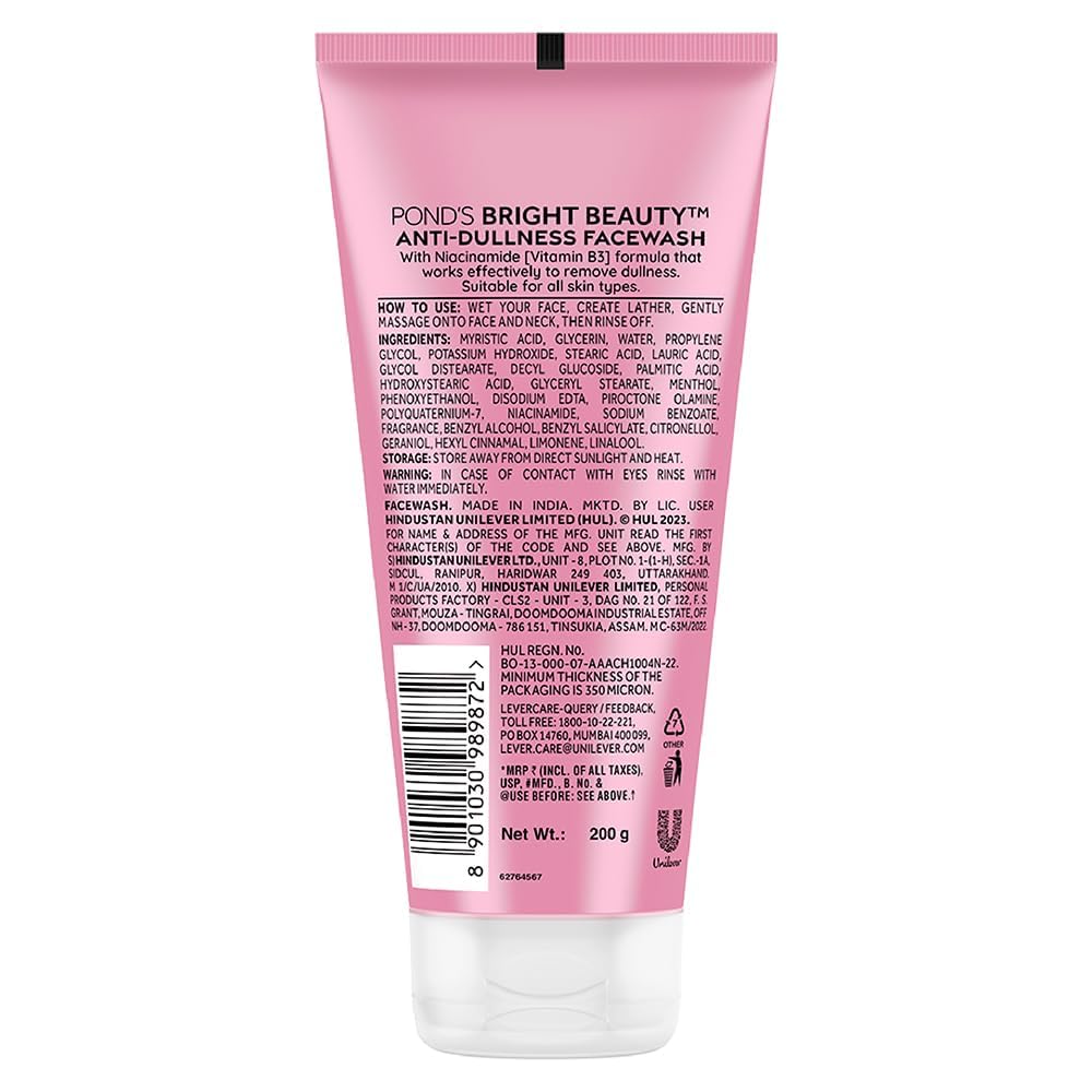 POND'S Bright Beauty Vitamin B3+ Face Wash, 200g, Unisex Daily Facial Cleanser - front view