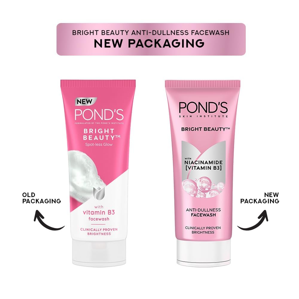 POND'S Bright Beauty Vitamin B3+ Face Wash, 200g, Unisex Daily Facial Cleanser - back view
