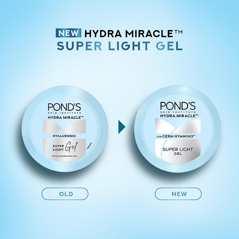 POND'S Super Light Gel Moisturiser, Oil-Free Gel Face Moisturizer, Hyaluronic Acid, for Women - size and scale