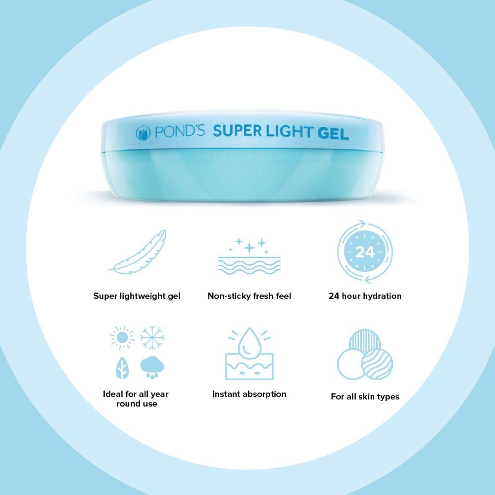 POND'S Super Light Gel Moisturiser, Oil-Free Gel Face Moisturizer, Hyaluronic Acid, for Women - label detail