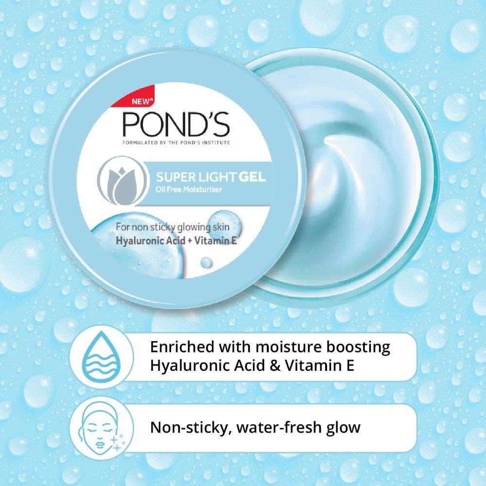 POND'S Super Light Gel Moisturiser, Oil-Free Gel Face Moisturizer, Hyaluronic Acid, for Women - ingredients panel