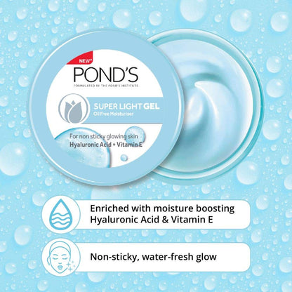 POND'S Super Light Gel Moisturiser, Oil-Free Gel Face Moisturizer, Hyaluronic Acid, for Women - ingredients panel