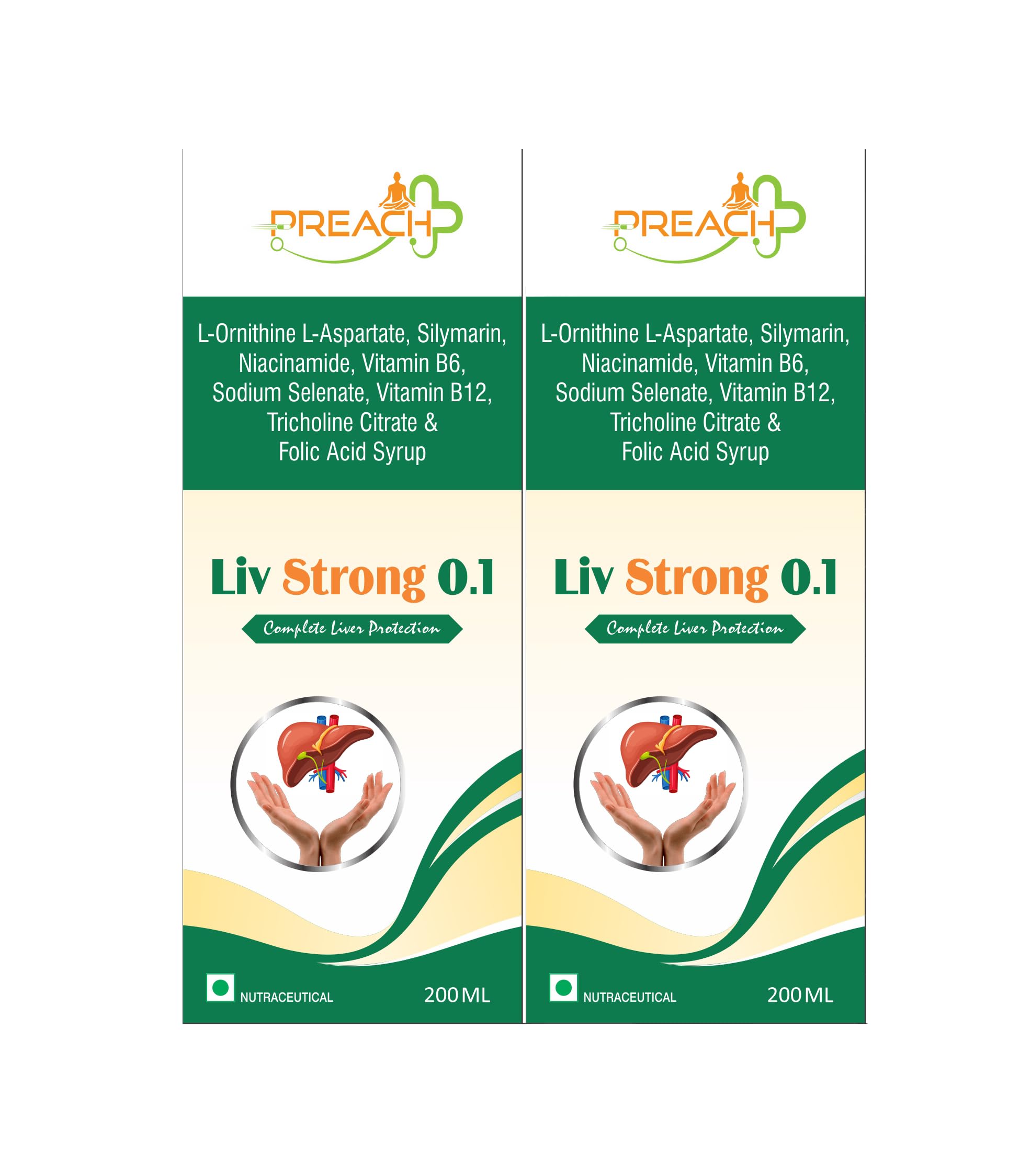 Preach Pharma Liv Strong 0.1 Nutritional Supplement Syrup, Pack of 2, with L-Ornithine L-Aspartate, Silymarin, and Essential