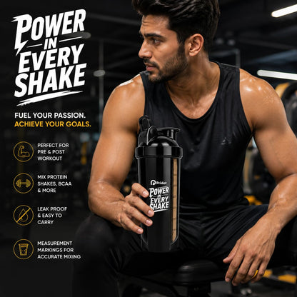 Pridot 700ml Protein Shaker Bottle Leak Proof BPA Free with Stainless Steel Mixing Ball - packaging