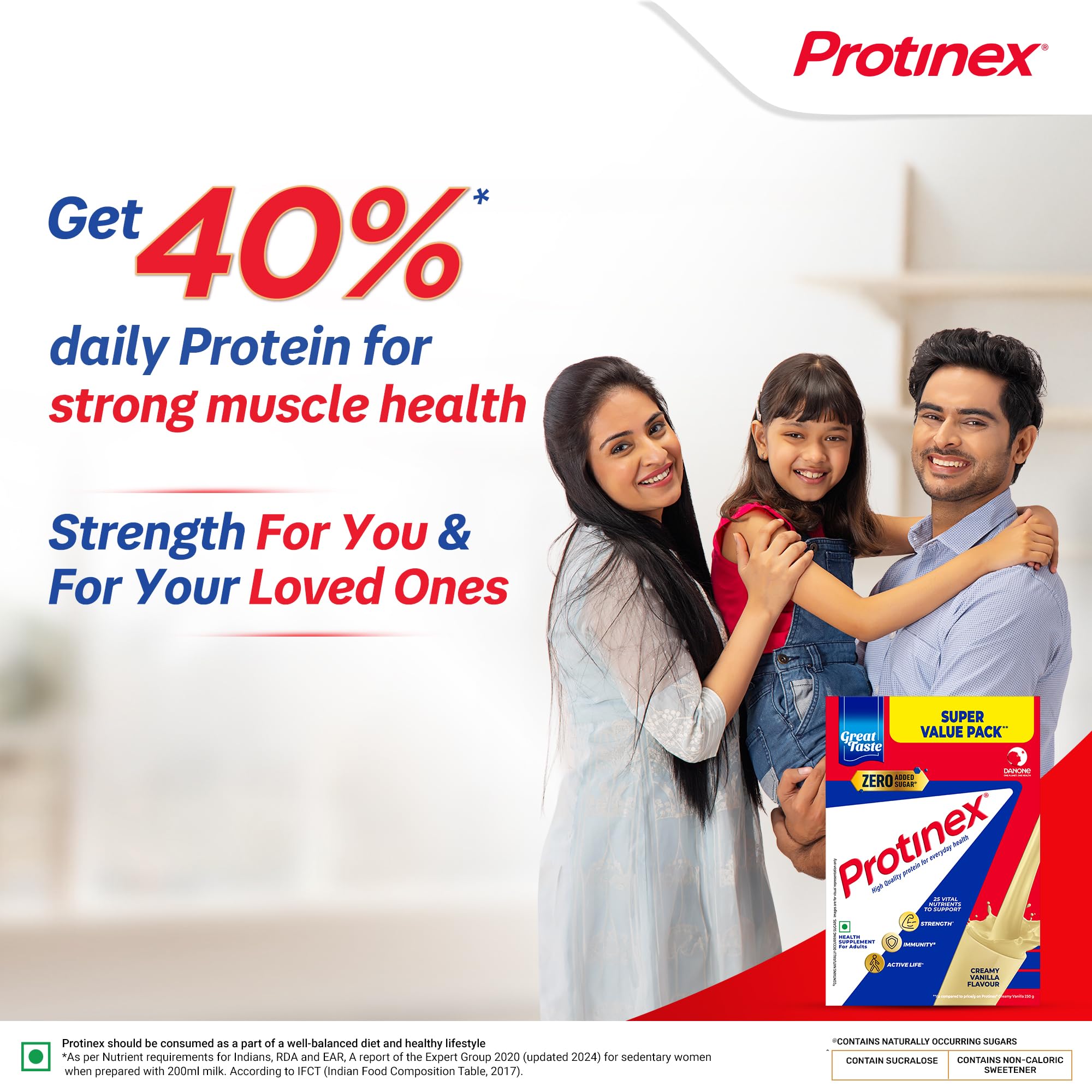 Protinex Protein Supplement Powder, Creamy Vanilla, 1 kg, Zero Added Sugar Drink Mix - packaging