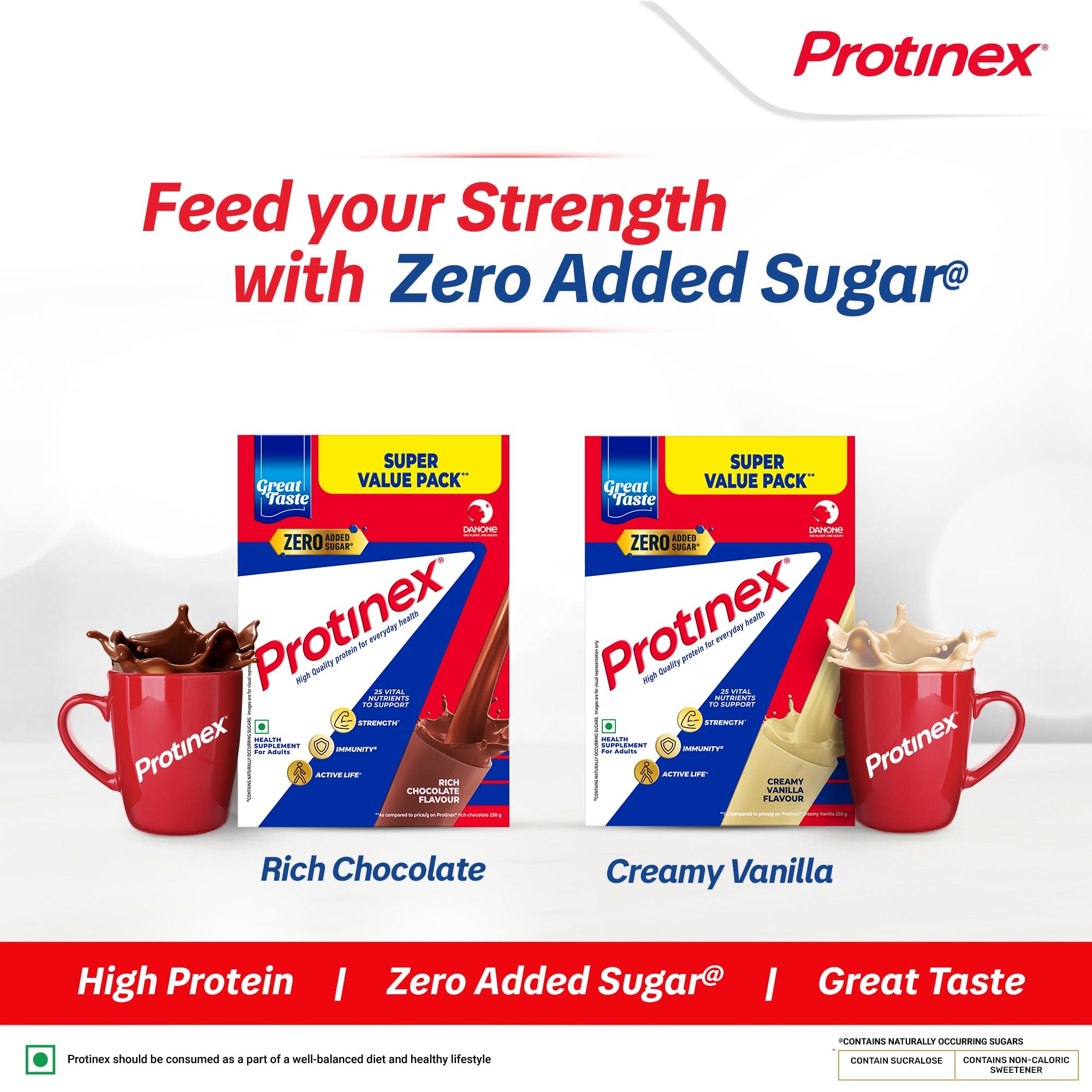 Protinex Protein Supplement Powder, Creamy Vanilla, 1 kg, Zero Added Sugar Drink Mix - label detail