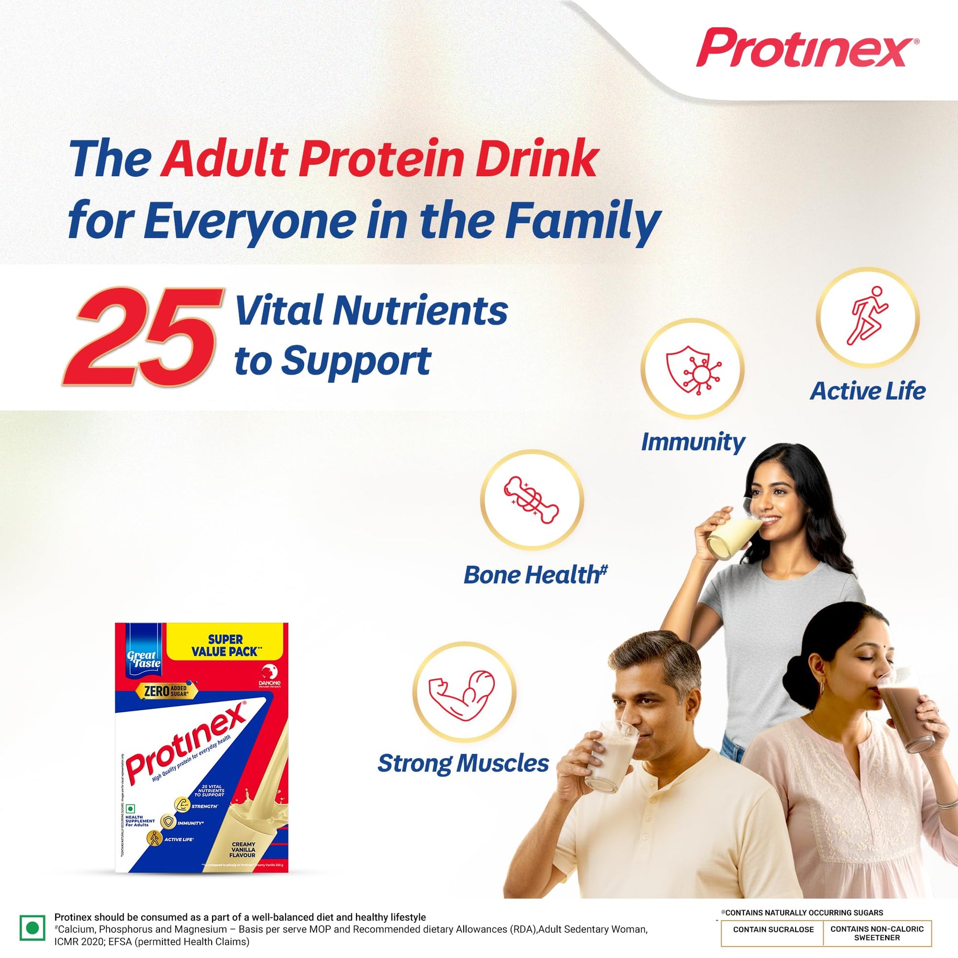 Protinex Protein Supplement Powder, Creamy Vanilla, 1 kg, Zero Added Sugar Drink Mix - ingredients panel