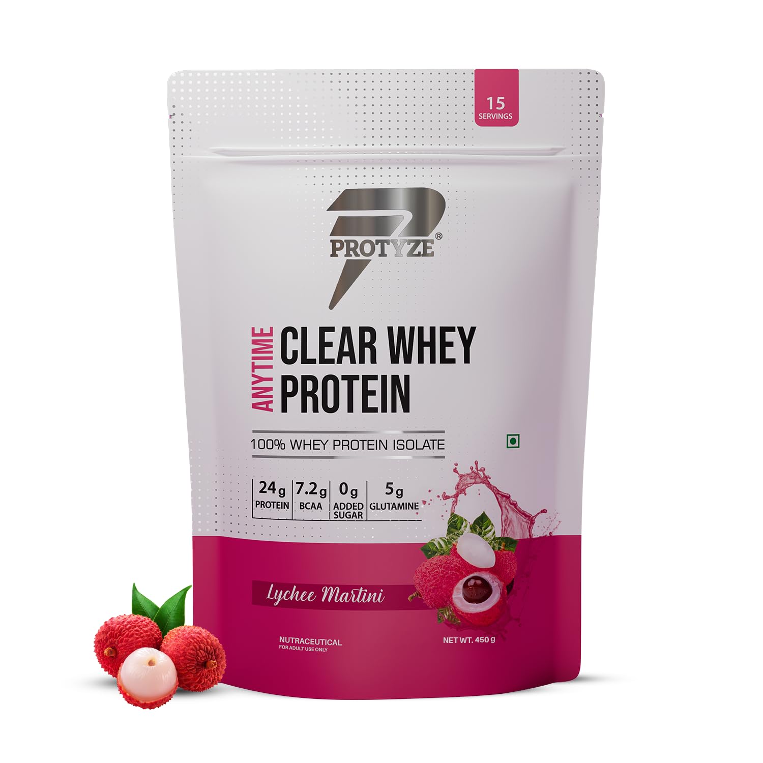 Protyze Anytime Clear Whey Protein Powder, 24g Protein, 7.2g BCAAs, Non GMO, Gluten Free (16)