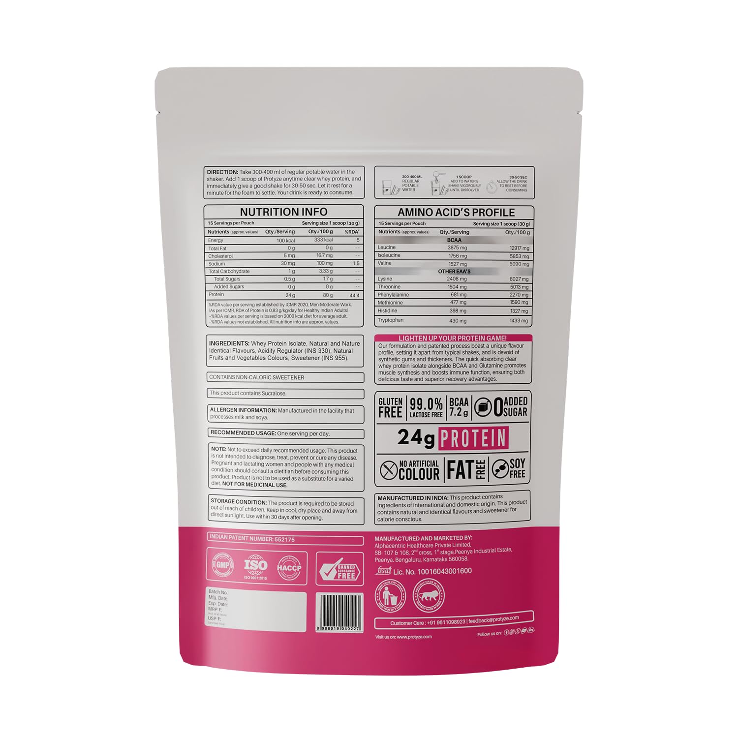 Protyze Anytime Clear Whey Protein Powder, 24g Protein, 7.2g BCAAs, Non GMO, Gluten Free - size and scale (24)