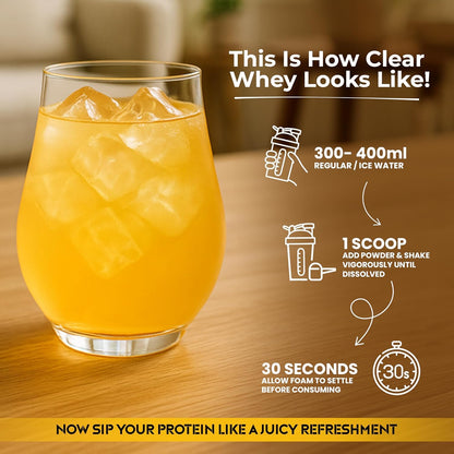 Protyze Anytime Clear Whey Protein Powder, 24g Protein, 7.2g BCAAs, Non GMO, Gluten Free - back view (27)