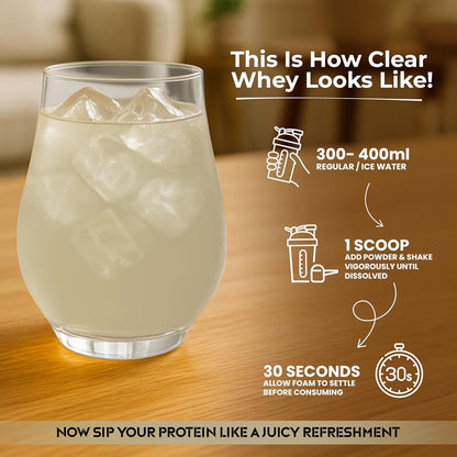 Protyze Anytime Clear Whey Protein Powder, 24g Protein, 7.2g BCAAs, Non GMO, Gluten Free - back view (38)