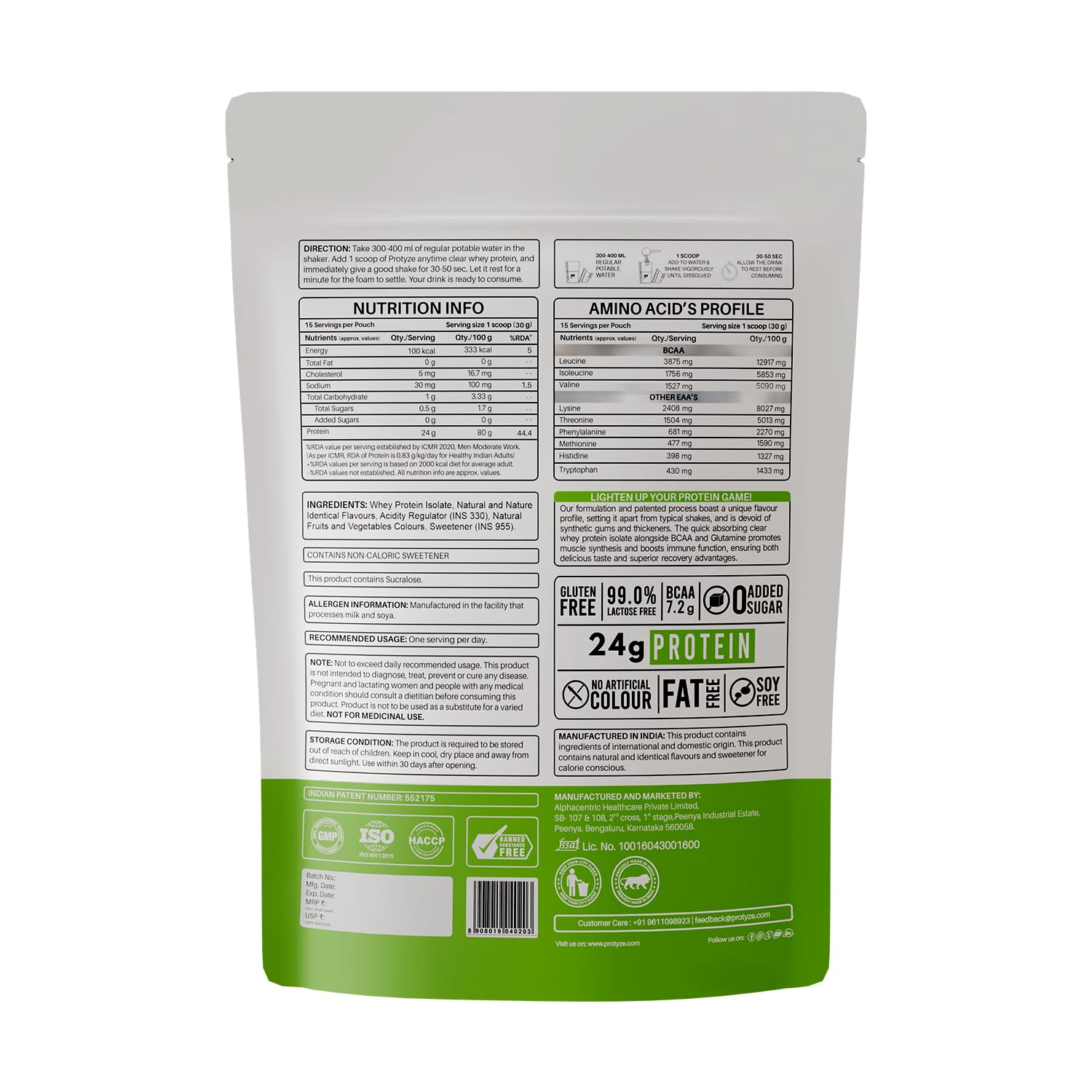 Protyze Anytime Clear Whey Protein Powder, 24g Protein, 7.2g BCAAs, Non GMO, Gluten Free - size and scale (46)