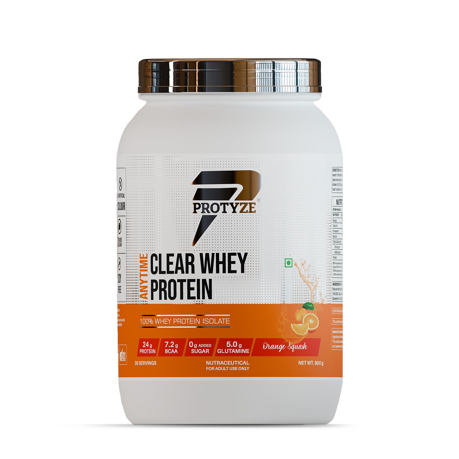 Protyze Anytime Clear Whey Protein Powder, 24g Protein, 7.2g BCAAs, Non GMO, Gluten Free (59)