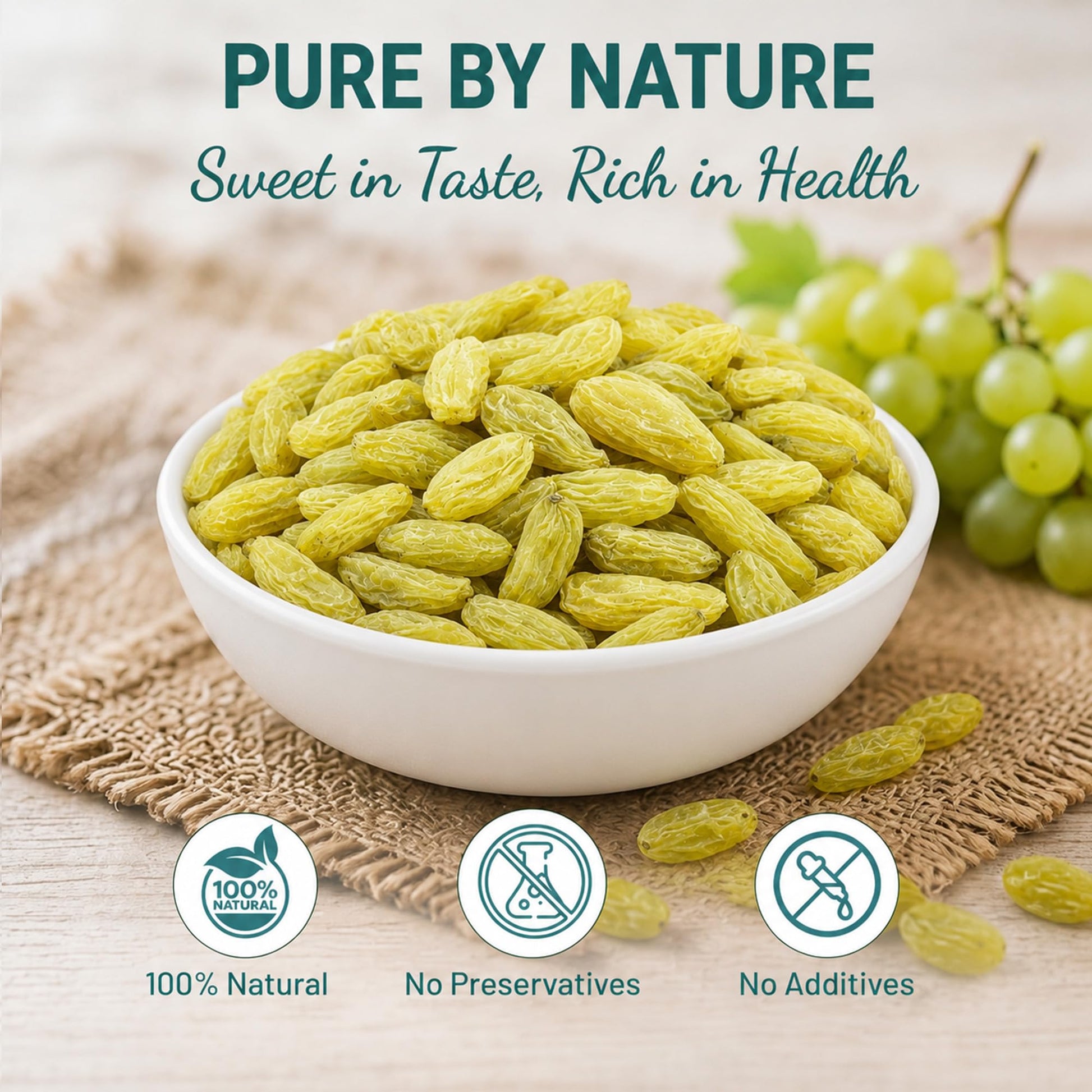 PRP RUDRAKSH Seedless Green Raisins, Naturally Sweet Kismis - Dry Fruit Snack - packaging