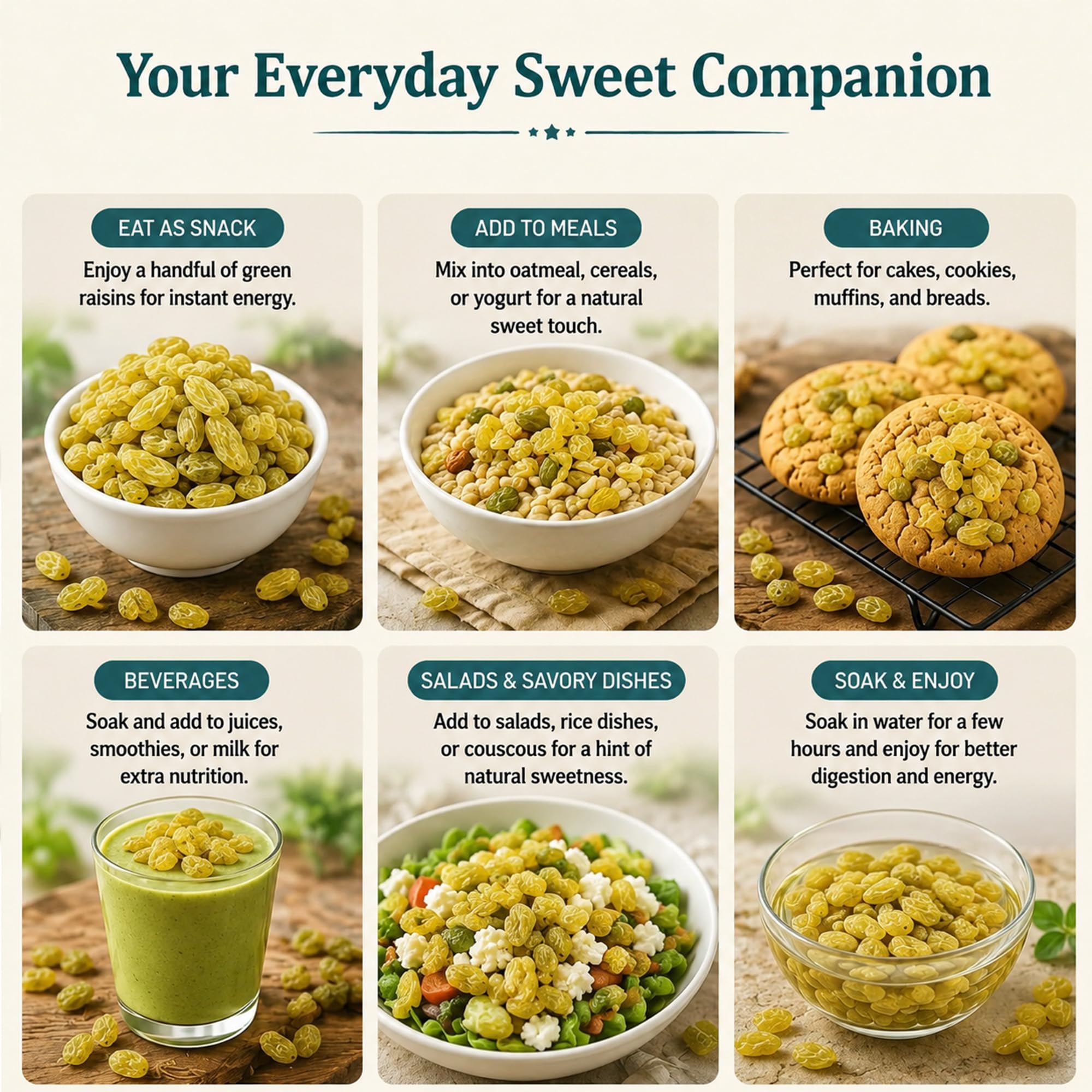 PRP RUDRAKSH Seedless Green Raisins, Naturally Sweet Kismis - Dry Fruit Snack - label detail