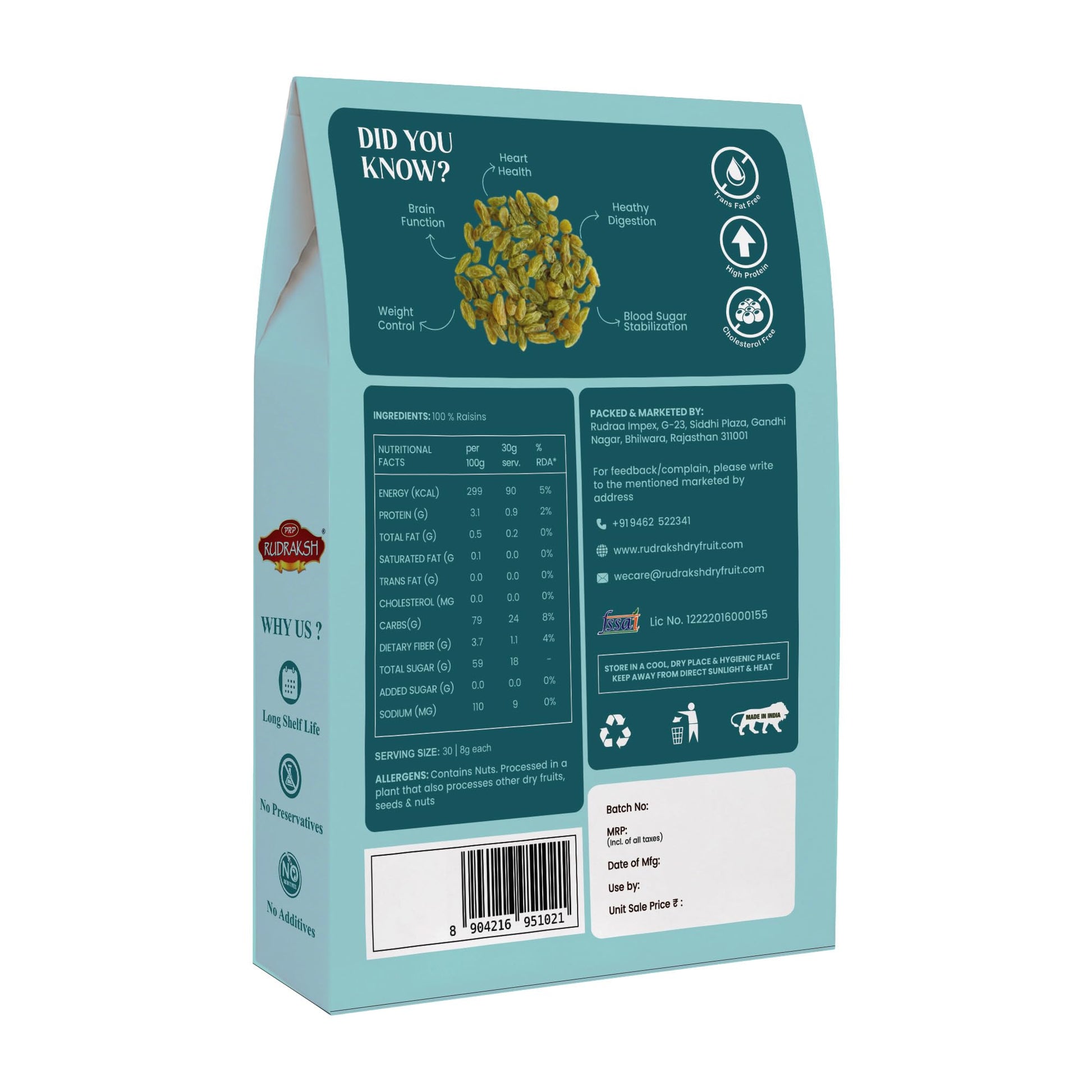 PRP RUDRAKSH Seedless Green Raisins, Naturally Sweet Kismis - Dry Fruit Snack - in use