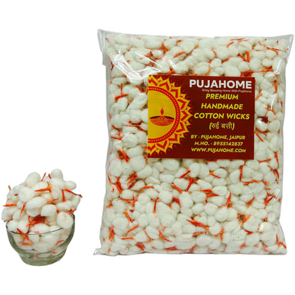 Pujahome Round Cotton Wicks - Handmade Biodegradable Cotton Wicks for Diya Pooja Aarti (22)