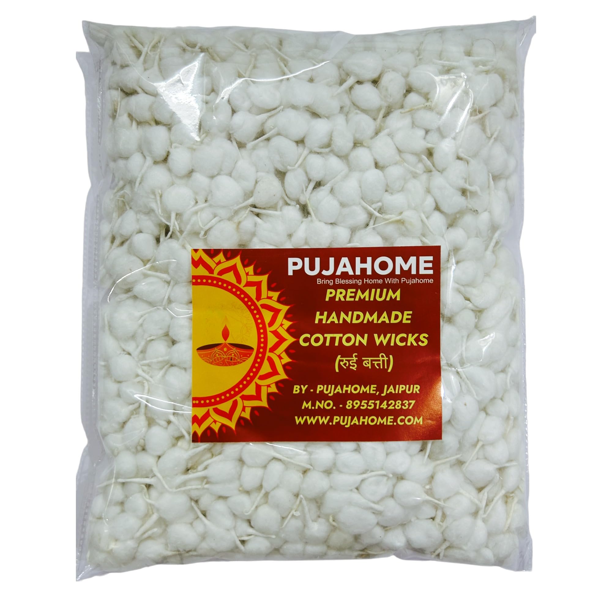Pujahome Round Cotton Wicks - Handmade Biodegradable Cotton Wicks for Diya Pooja Aarti (25)