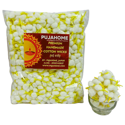 Pujahome Round Cotton Wicks - Handmade Biodegradable Cotton Wicks for Diya Pooja Aarti (27)