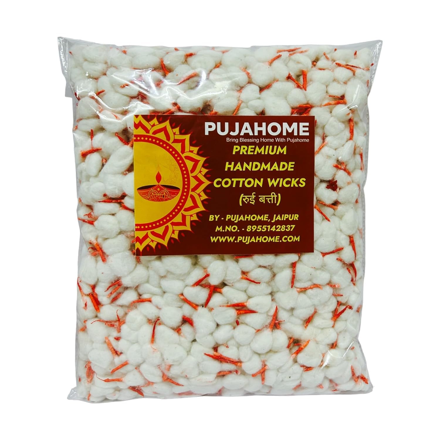Pujahome Round Cotton Wicks - Handmade Biodegradable Cotton Wicks for Diya Pooja Aarti (29)