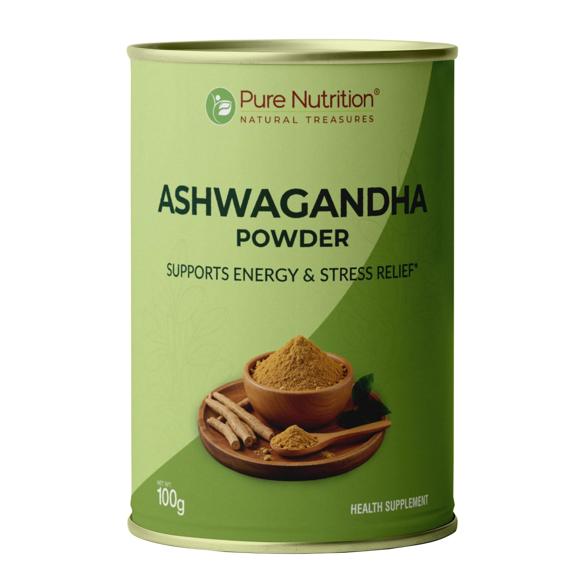 PURE NUTRITION NATURAL TREASURES Ashwagandha Powder, 100g, USDA Organic Certified, Herbal Supplement