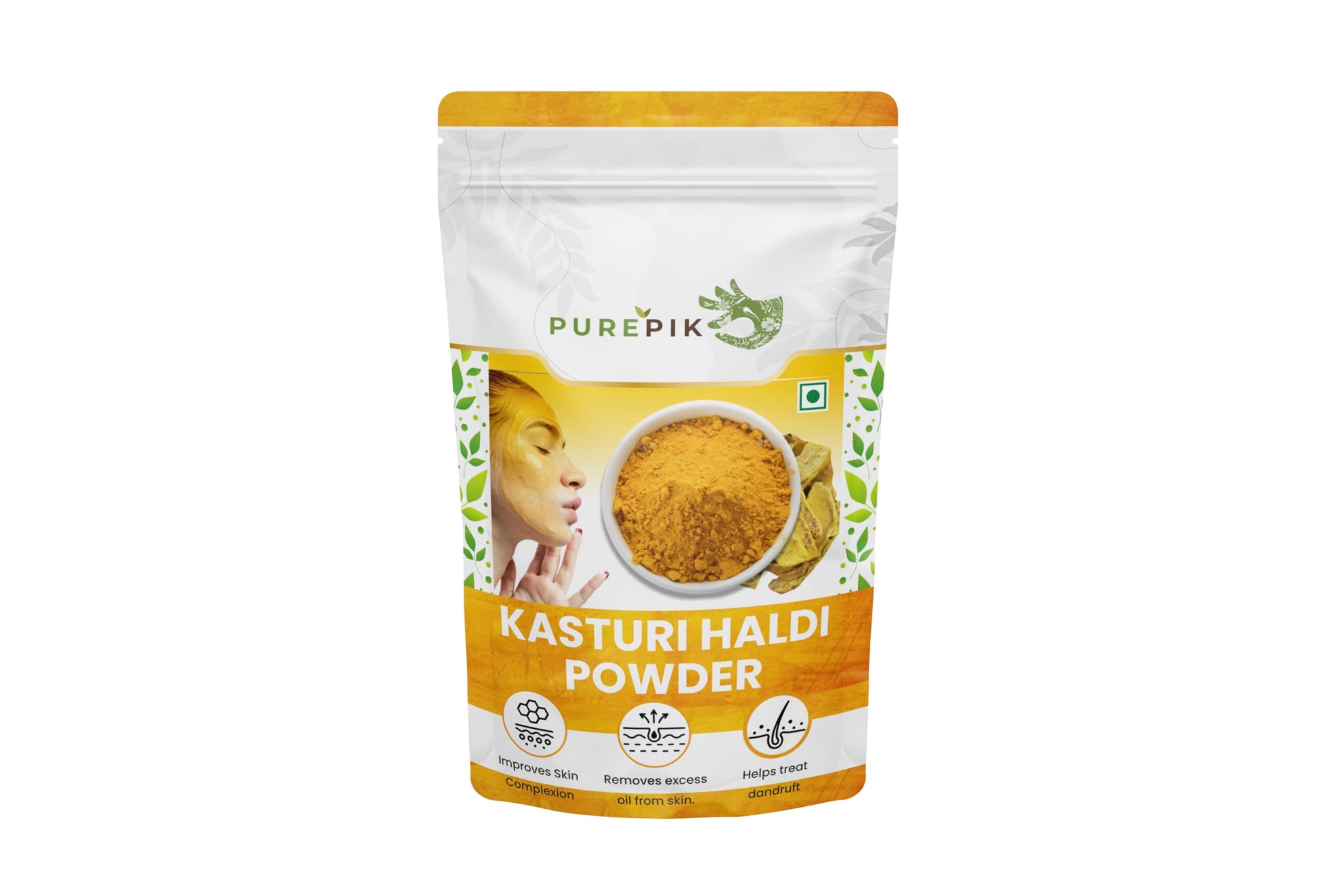 Pure Pik Organic Kasturi Haldi Powder, Triple Filtered Wild Turmeric Face Pack