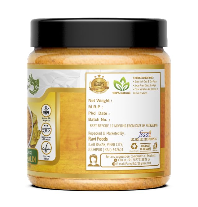Pure Pik Organic Kasturi Haldi Powder, Triple Filtered Wild Turmeric Face Pack - front view (9)