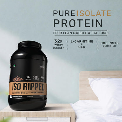 QNT ISO Ripped Whey Protein Isolate Powder with L-Carnitine & CLA, 1kg - front view