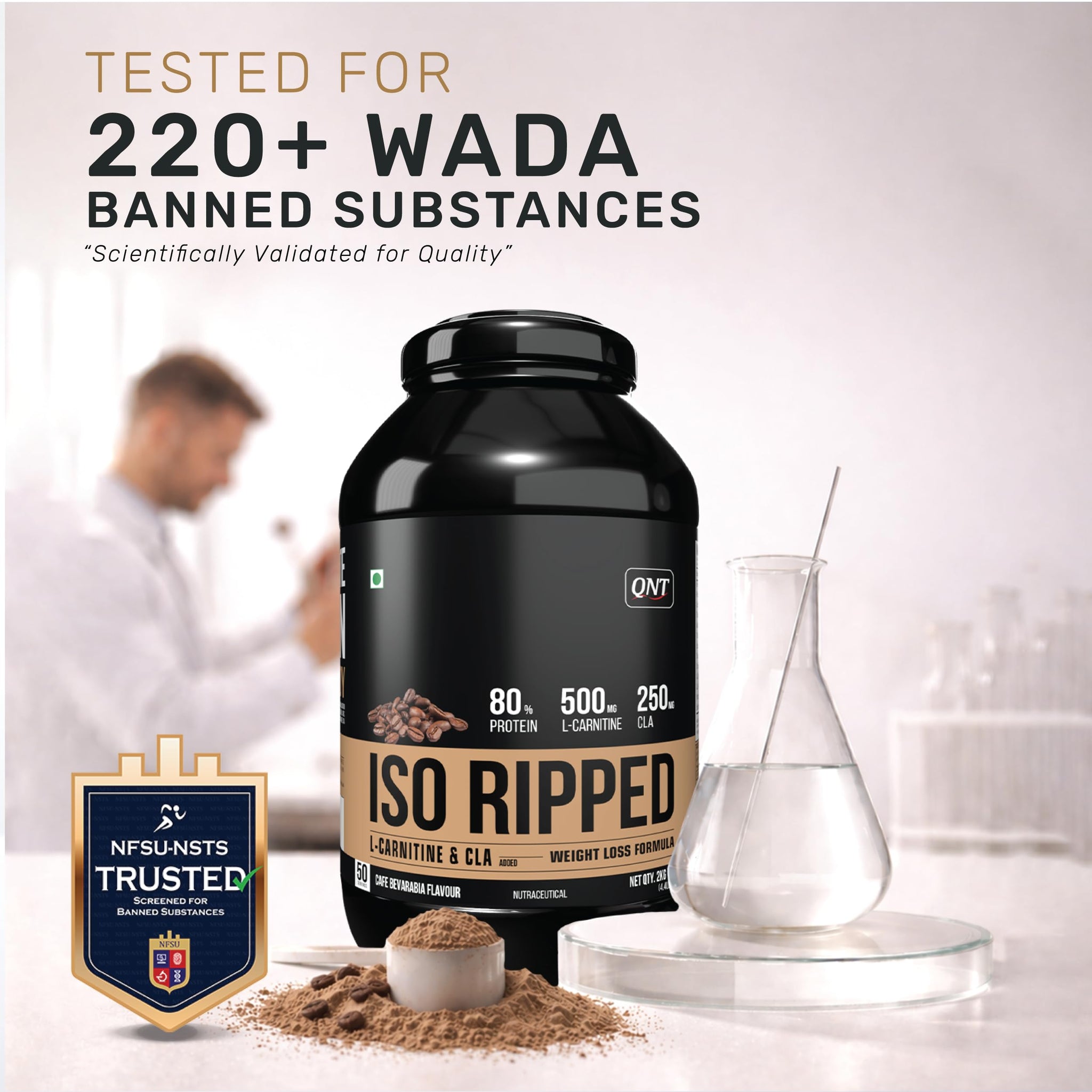 QNT ISO Ripped Whey Protein Isolate Powder with L-Carnitine & CLA, 1kg - back view