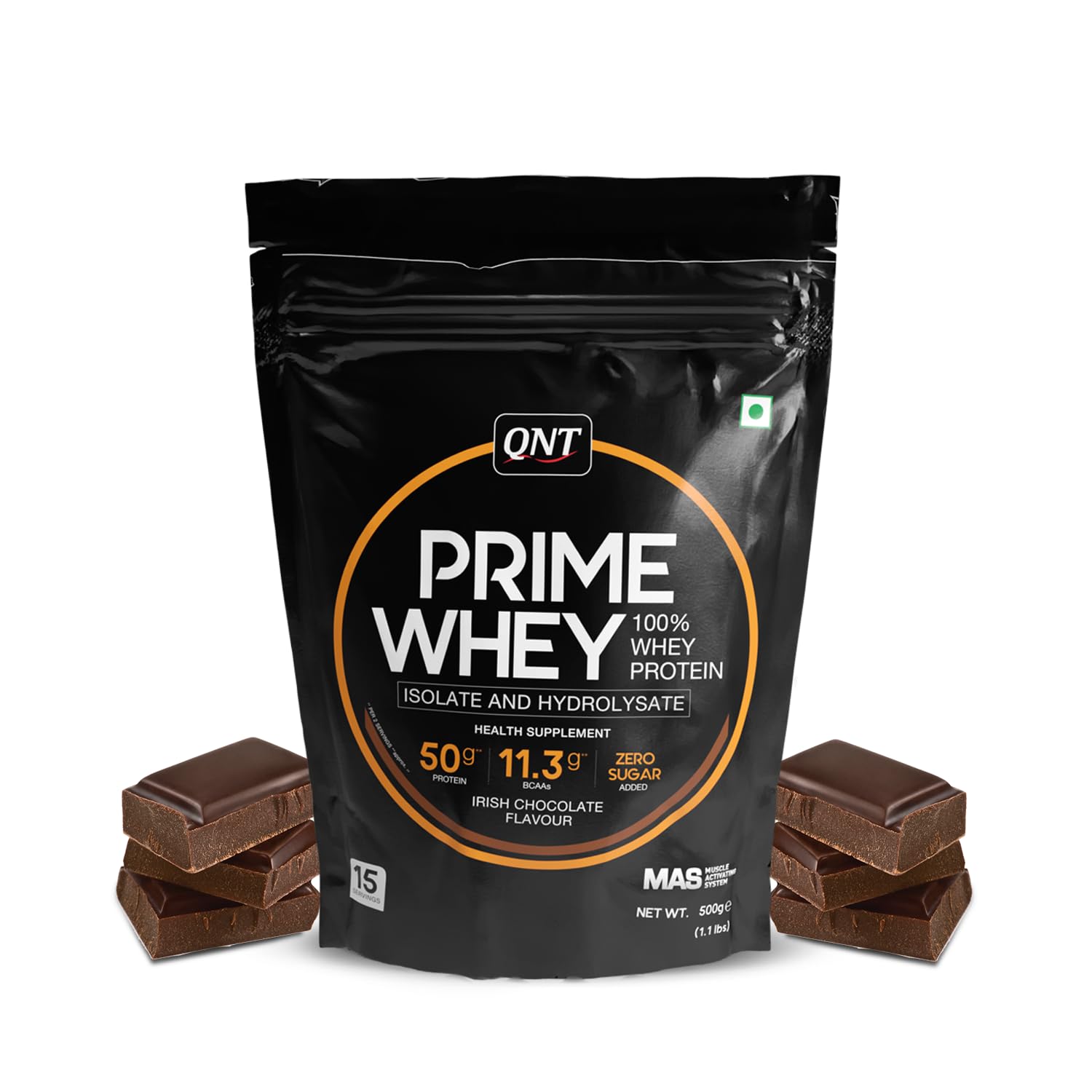 QNT Prime Whey Protein Powder, 500g, Choco Badam, Triple Blend Formula, Dietary Supplement (10)