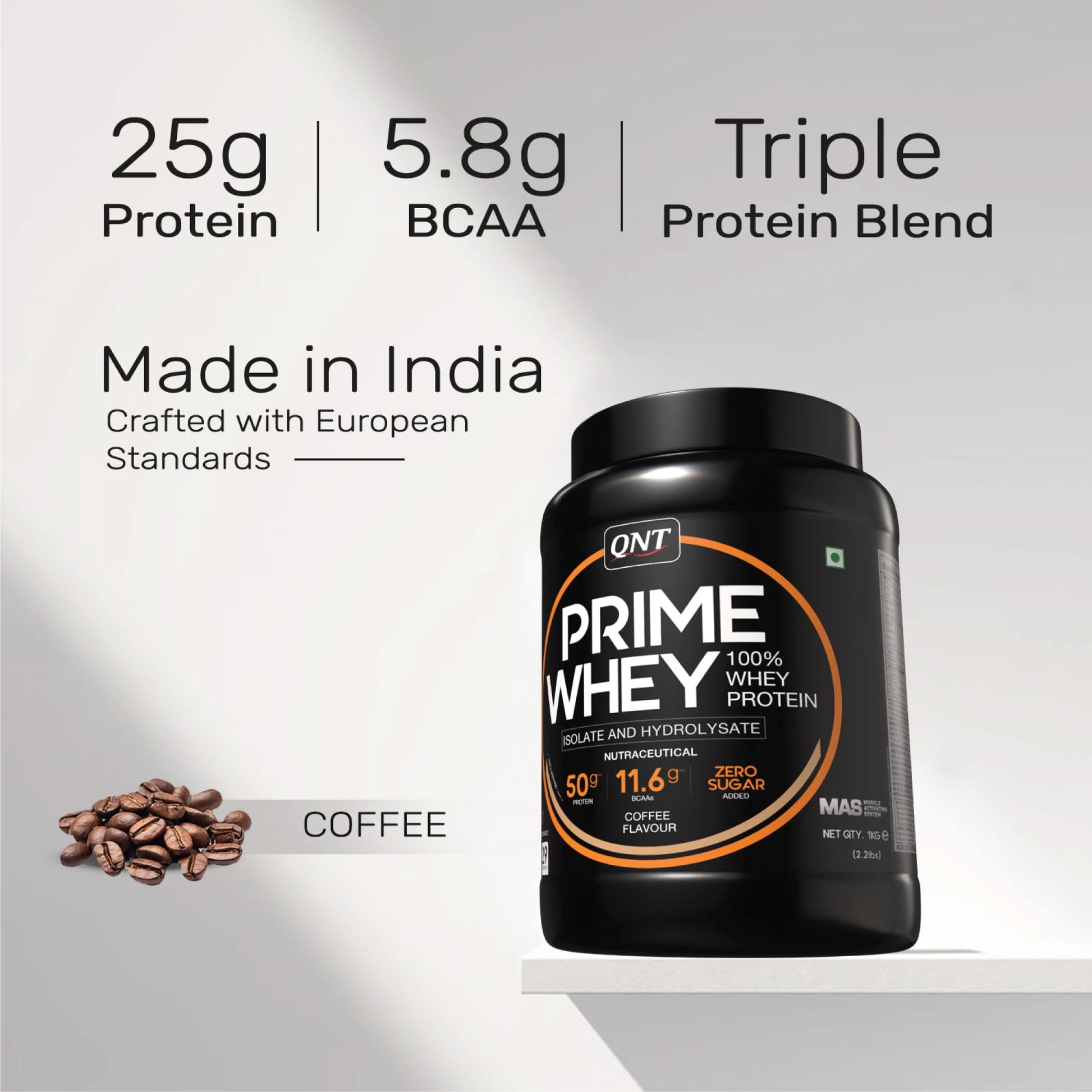 QNT Prime Whey Protein Powder, 500g, Choco Badam, Triple Blend Formula, Dietary Supplement - label detail (19)
