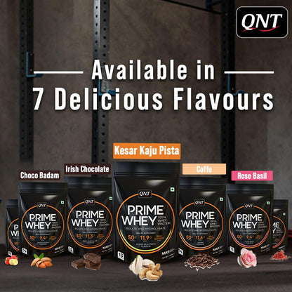 QNT Prime Whey Protein Powder, 500g, Choco Badam, Triple Blend Formula, Dietary Supplement - ingredients panel