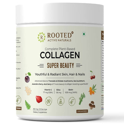R ROOTED ACTIVE NATURALS Plant Based Collagen Supplement Powder, 250g, Vegan, Unisex