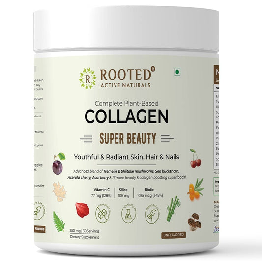 R ROOTED ACTIVE NATURALS Plant Based Collagen Supplement Powder, 250g, Vegan, Unisex