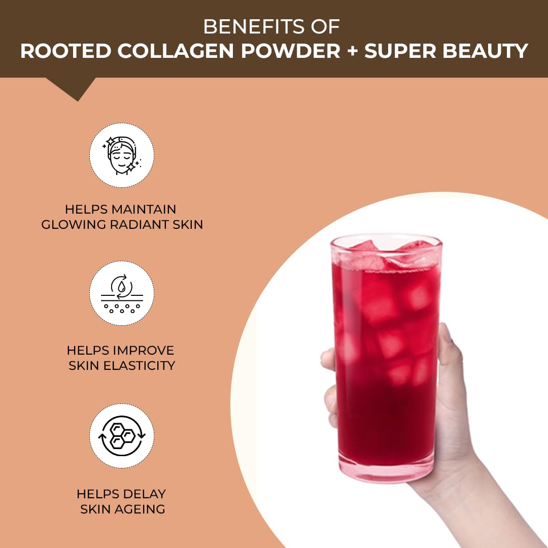 R ROOTED ACTIVE NATURALS Plant Based Collagen Supplement Powder, 250g, Vegan, Unisex - front view