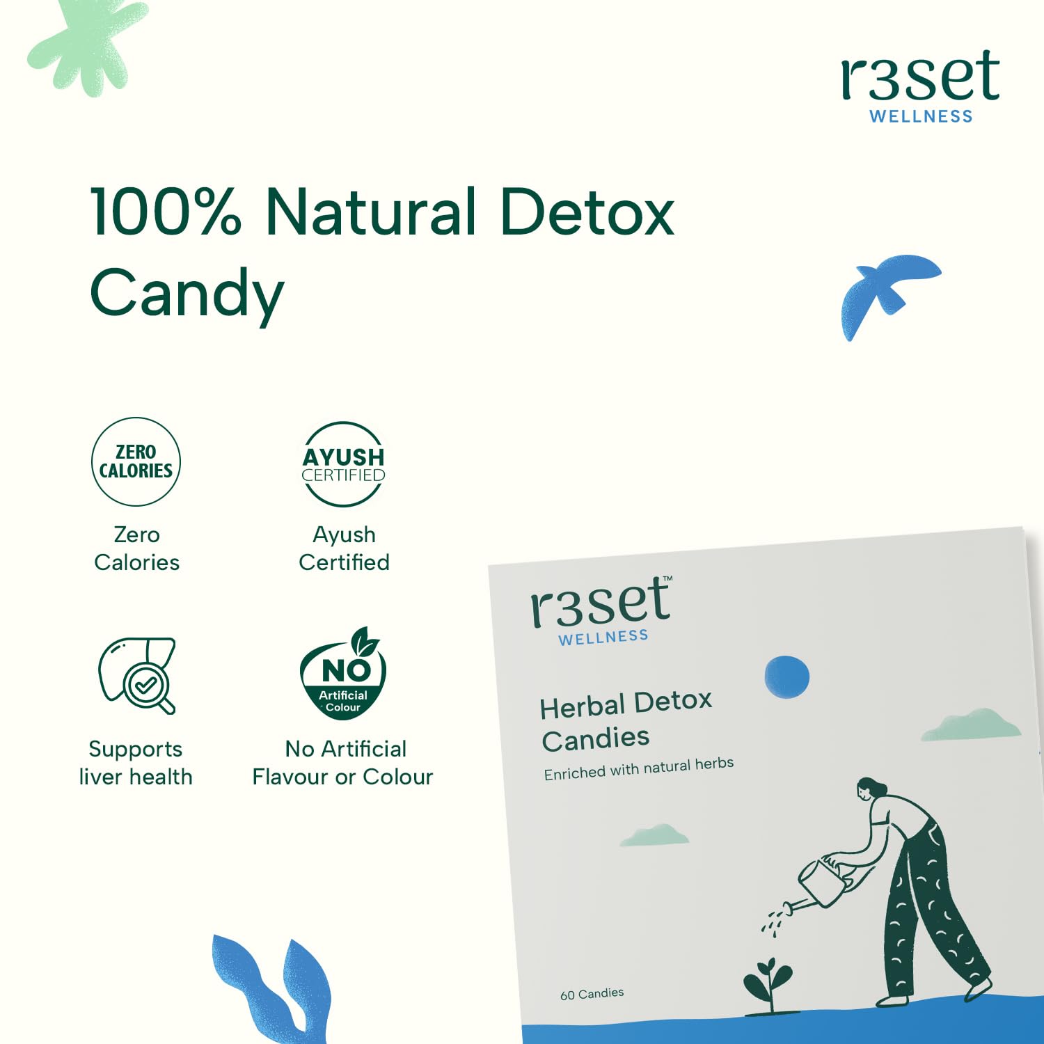 R3SET Herbal Liver Candy with Milk Thistle, Adult Nutritional Supplement, Lozen Pharma - back view (12)