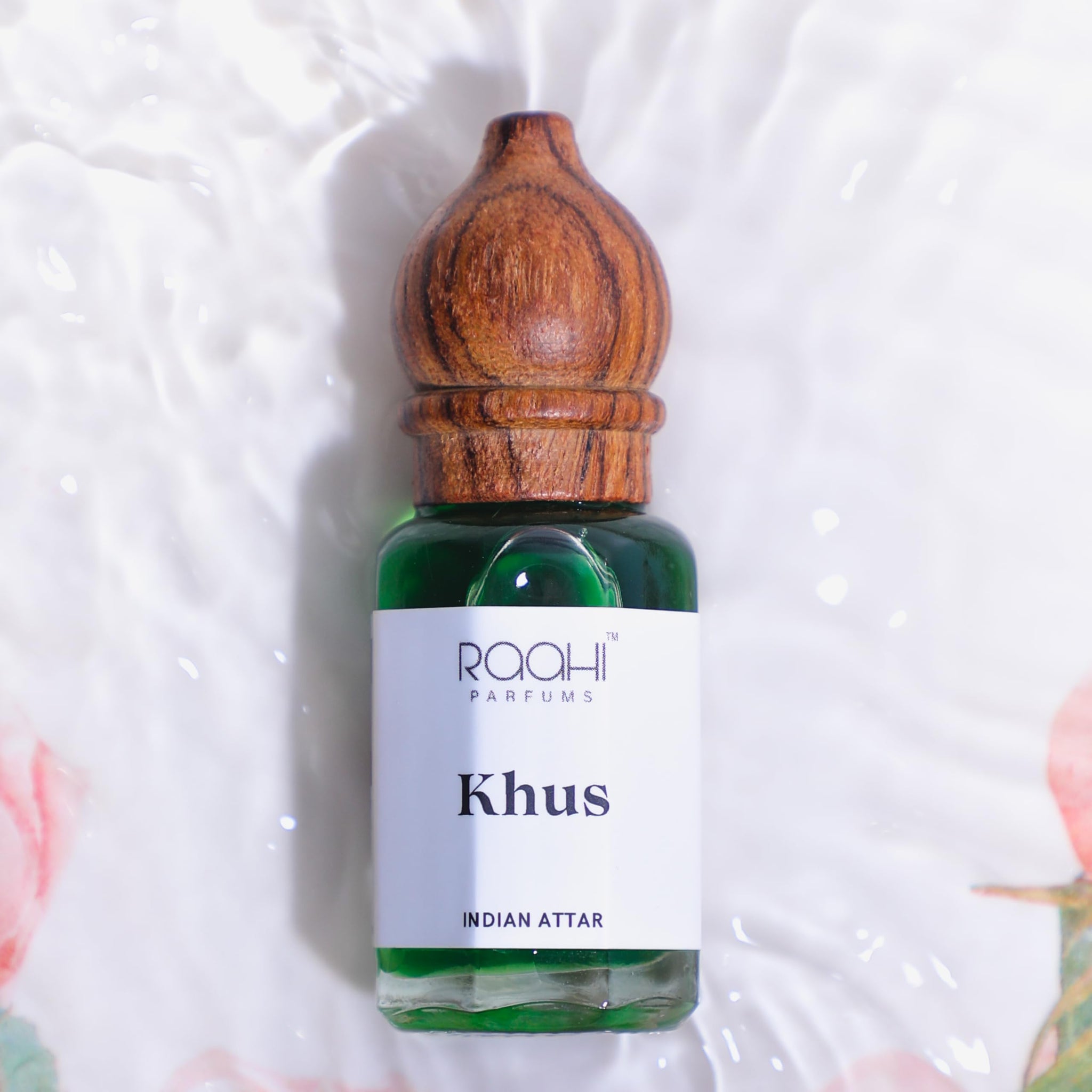 Raahi Parfums Khus Attar, 12ml Natural Fragrance, Unisex, Traditional Kannauj Perfume - in use