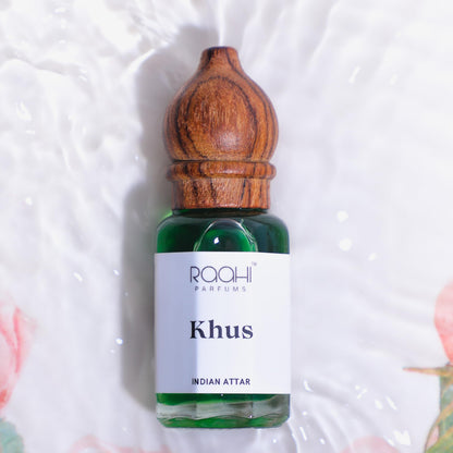 Raahi Parfums Khus Attar, 12ml Natural Fragrance, Unisex, Traditional Kannauj Perfume - in use